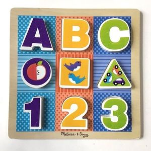 Melissa & Doug Chunky Puzzle ABC-123 First Play 9 Wooden Pieces